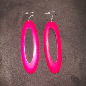 Vibrant Pink Oval Earrings